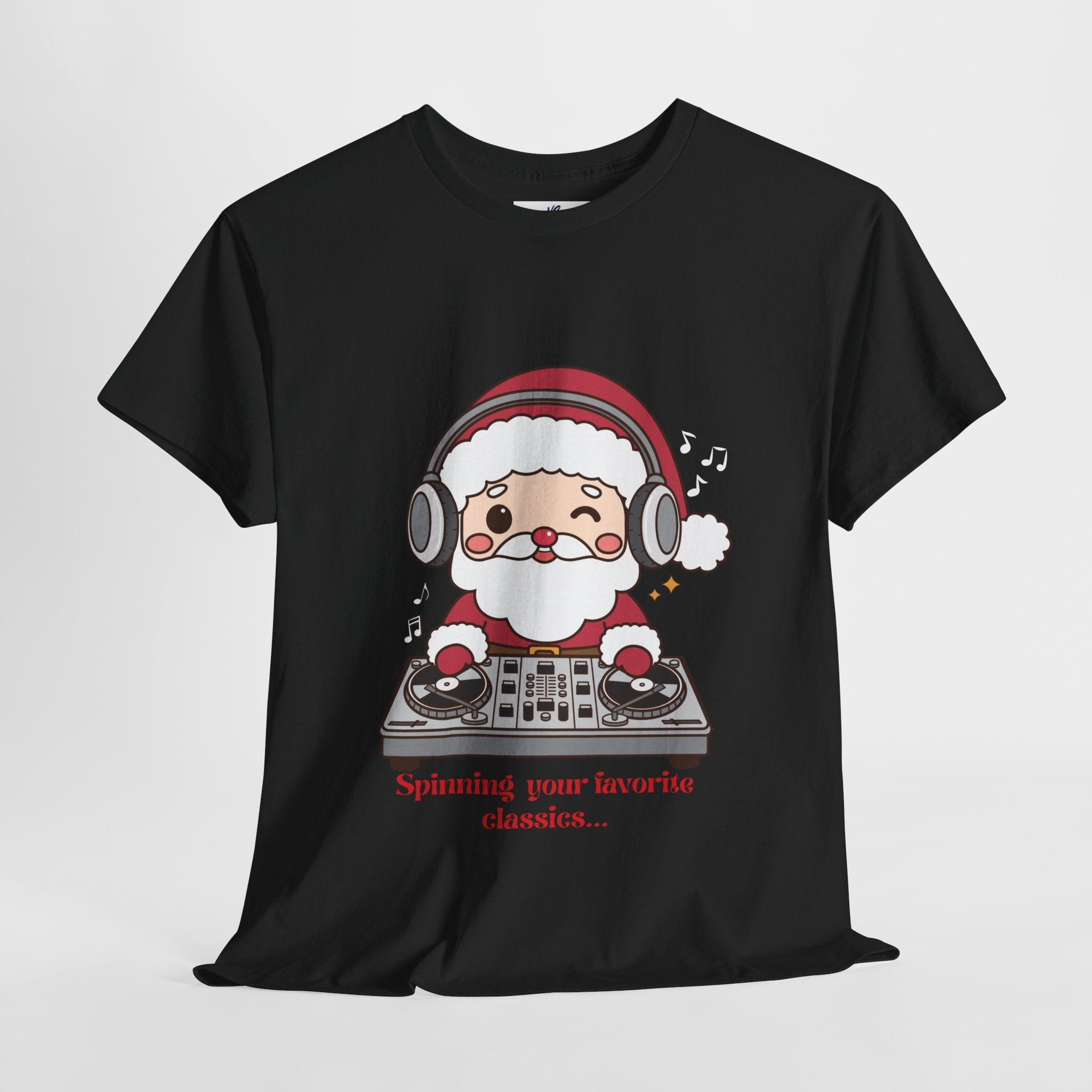VS Unisex T-Shirt Heavy Cotton: Black Festive Santa Claus Top!