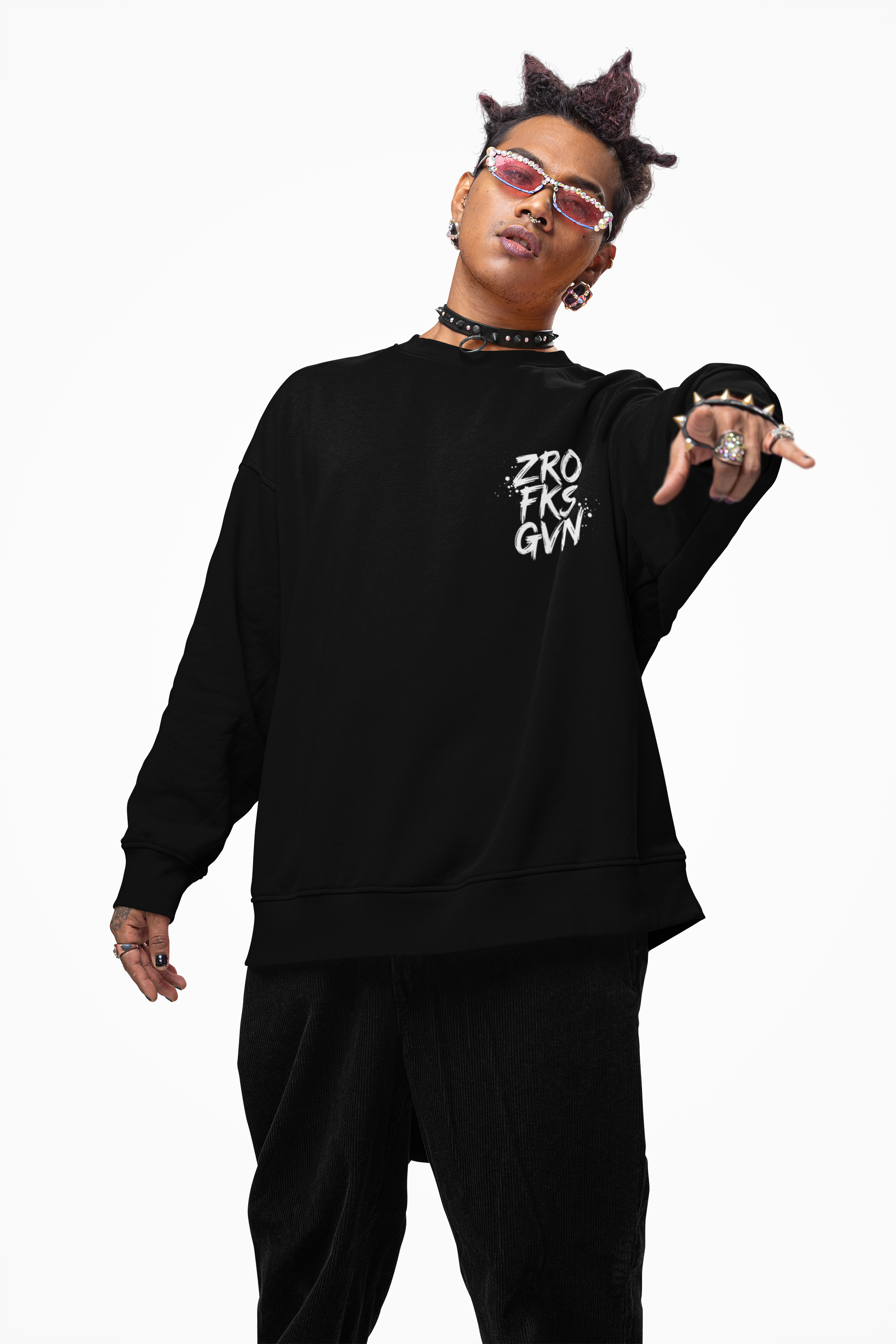 VS Unisex "zro fks gvn" Crewneck Sweatshirt (Small Print)