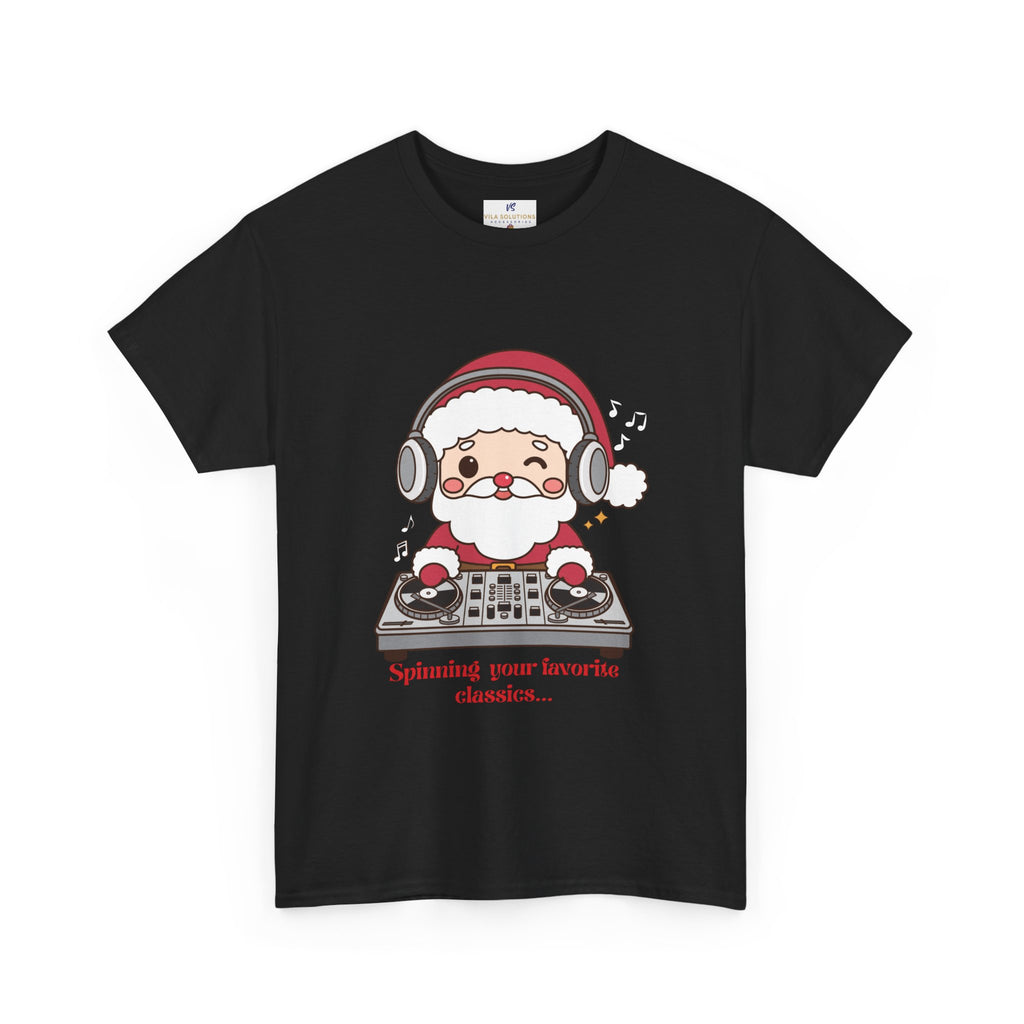 VS Unisex T-Shirt Heavy Cotton: Black Festive Santa Claus Top!