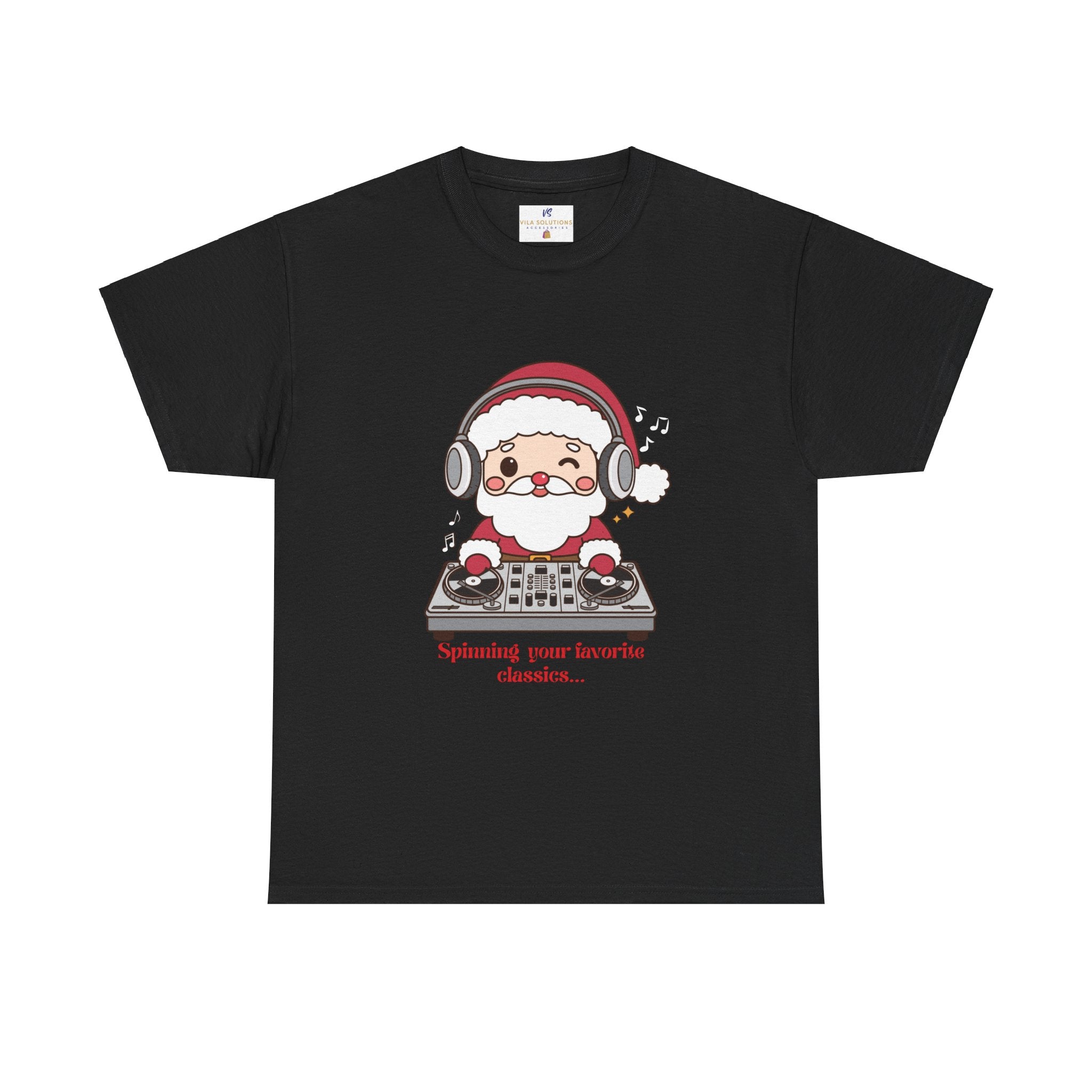 VS Unisex T-Shirt Heavy Cotton: Black Festive Santa Claus Top!