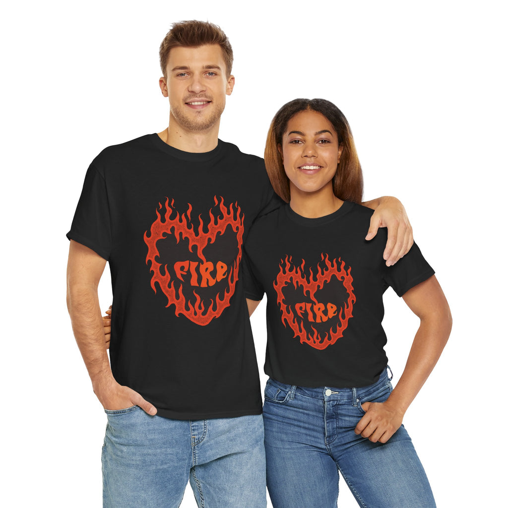 VS Heart Burning, Unisex Heavy Cotton Tee for Passionate Souls